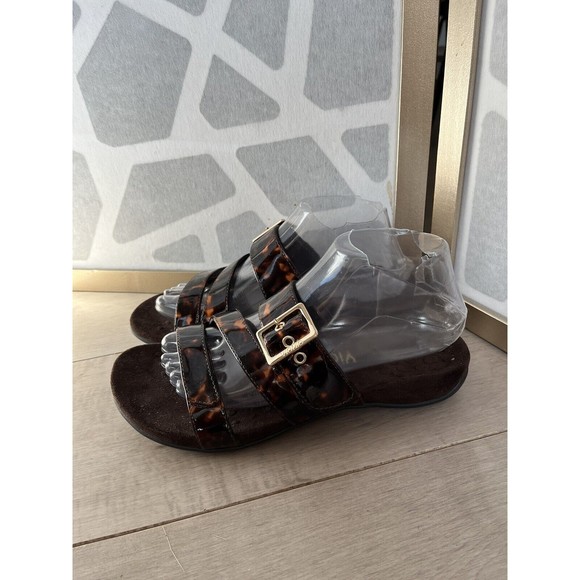 Orthaheel VIONIC Skylar Tortoise Shell Adjustable Orthotic Sandals US 8 Slides - Picture 1 of 8